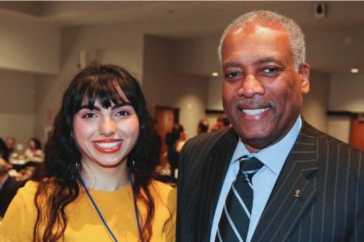 Hulda Flores ’21 with benefactor and Board of Trustees member, Curtis Tearte ’73